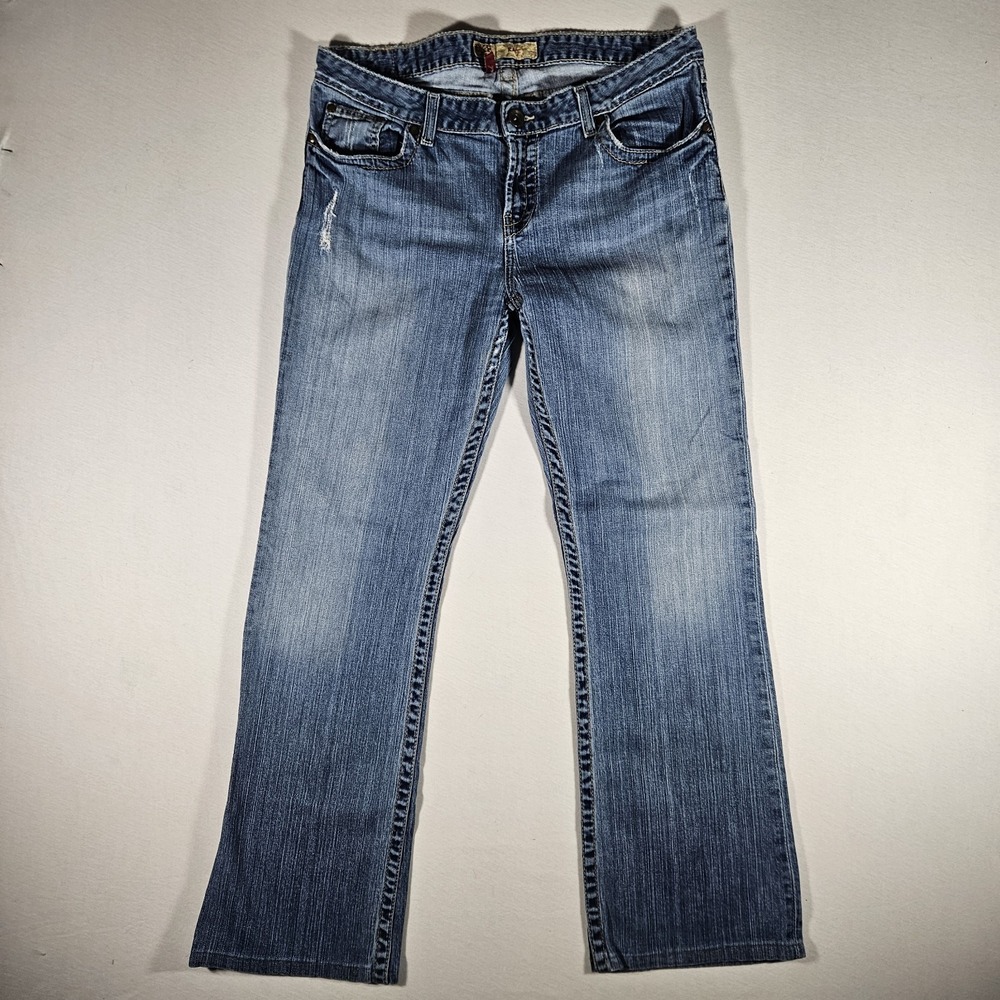 BKE Jeans Womens 34 x 31.5 Kate Light Wash Stretch Bootcut Denim Distressed - Picture 2 of 13